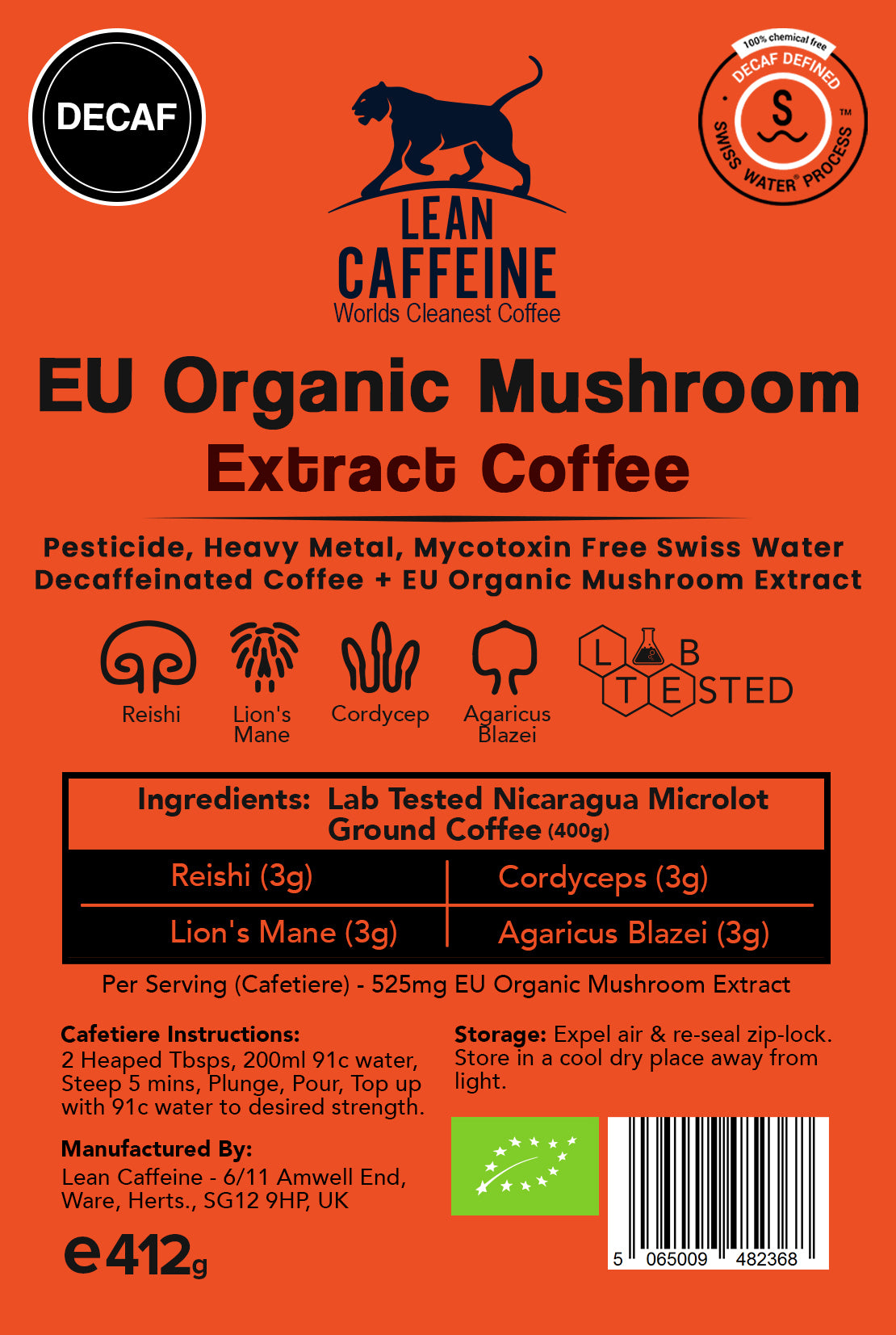 EU Organic Mushroom Extract Coffee