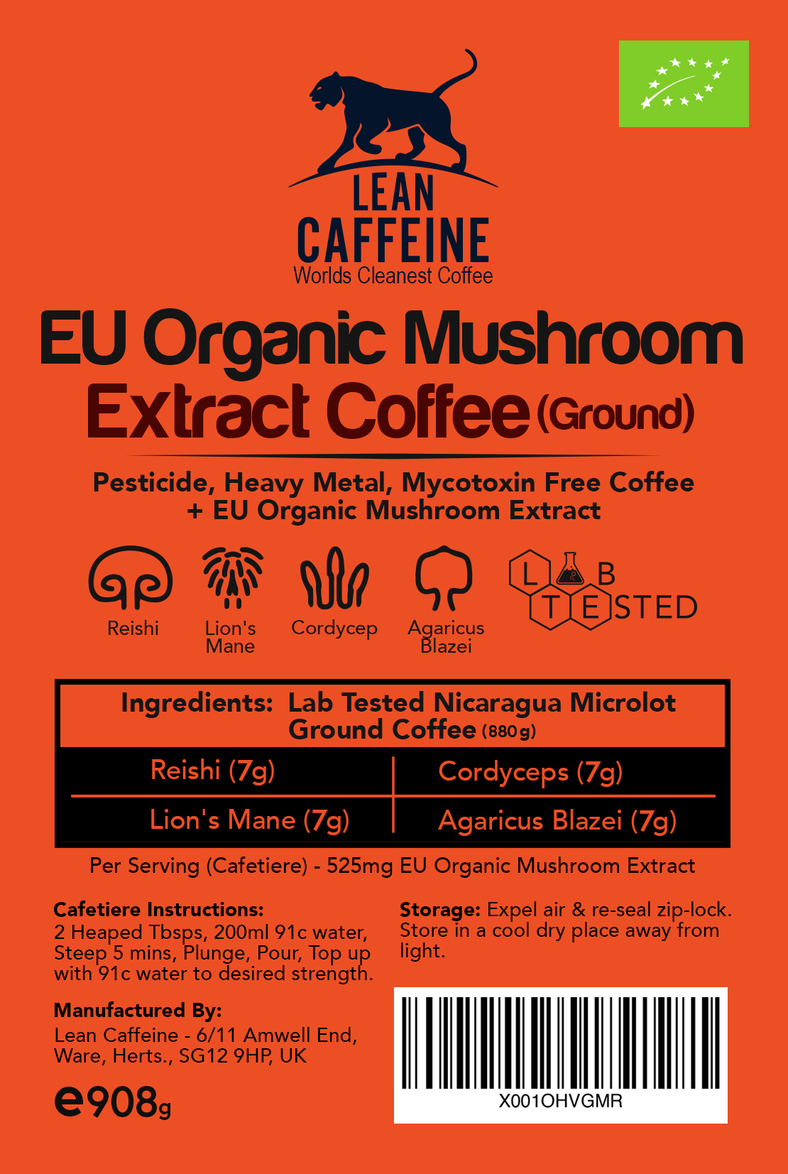 EU Organic Mushroom Extract Coffee
