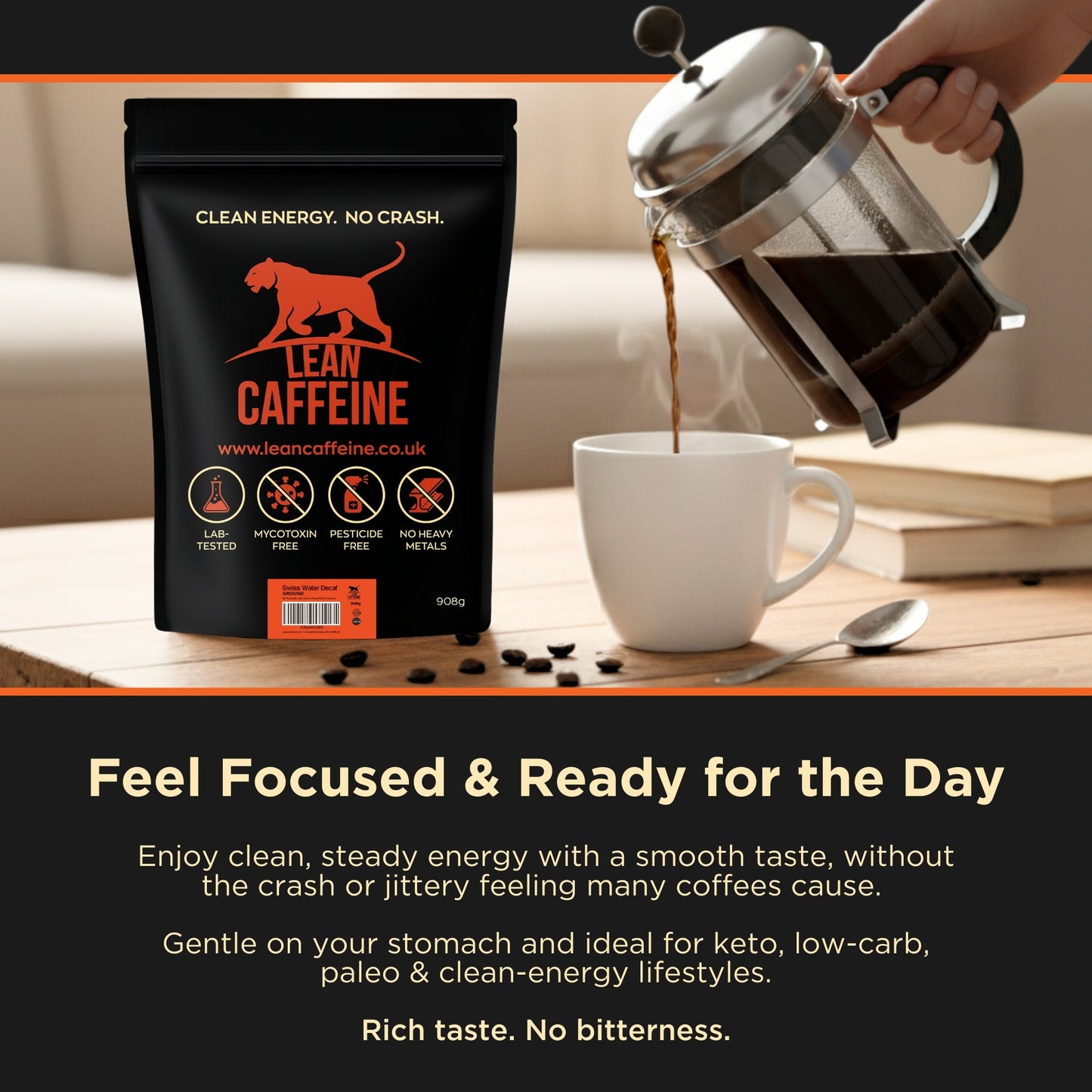 Lean Caffeine Bulletproof Decaf Ground Coffee