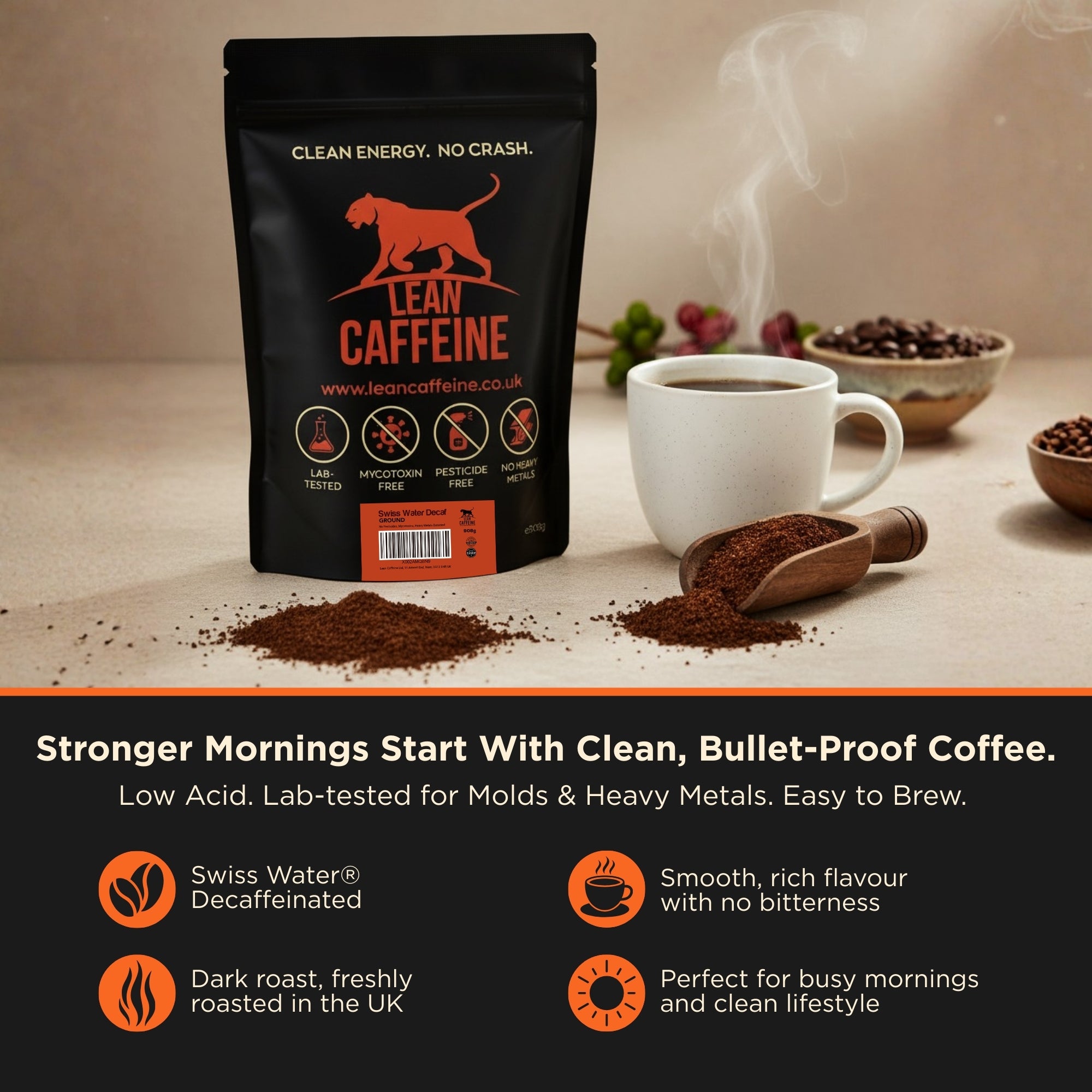 Lean Caffeine Bulletproof Decaf Ground Coffee – Lean Caffeine Store