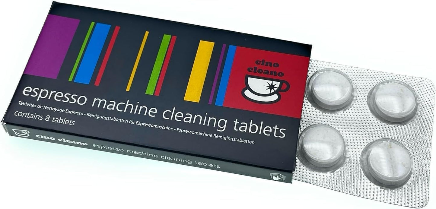 Cino Cleano Coffee Machine Cleaning Tablets (8) by Cafetto Australia | Compatible with home coffee machines | Espresso Machine Cleaning Tablets - Safe for your machine and you