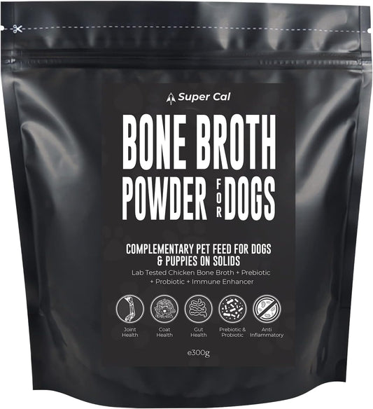 Super Cal Chicken Bone Broth for Dogs 300g | 5-in-1 Dog Gravy Powder with Probiotics, Prebiotics & Joint Support | 60 Servings