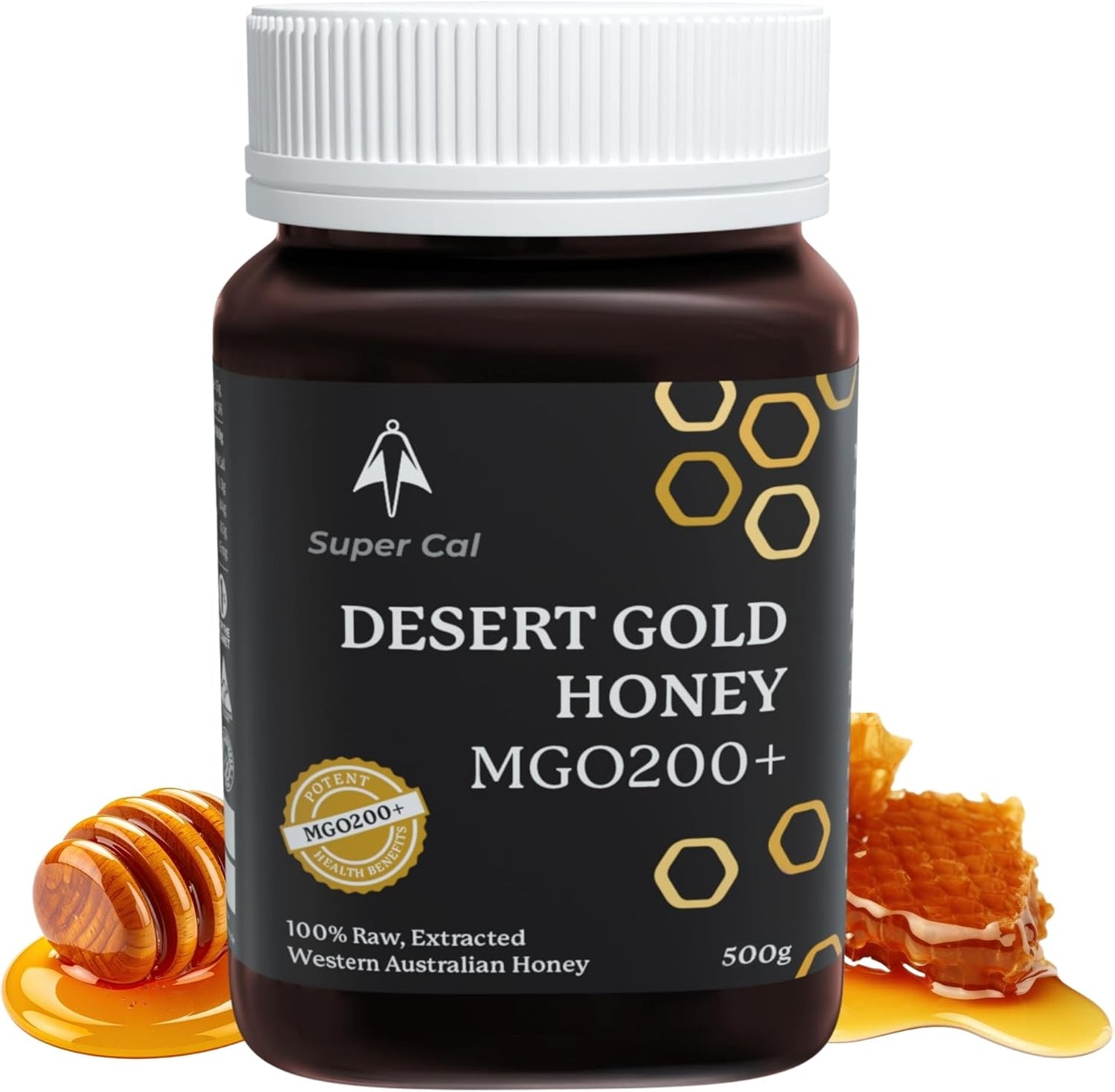 Super Cal Desert Gold Raw Honey MGO 200+ – Premium Western Australian Honey – Cold Pressed & Unpasteurised – 500g