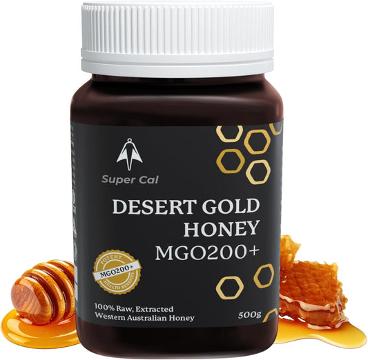 Super Cal Desert Gold Raw Honey MGO 200+ – Premium Western Australian Honey – Cold Pressed & Unpasteurised – 500g