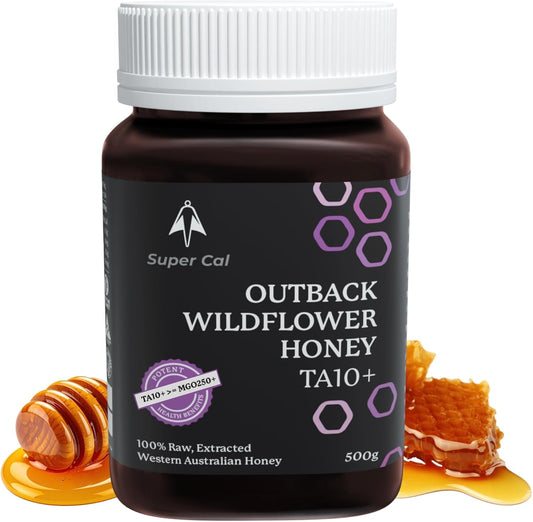 Super Cal Active Wildflower Raw Honey TA10+ MGO 250+ – Premium Australian Medical Grade Honey – Cold Pressed & Unpasteurised – 500g