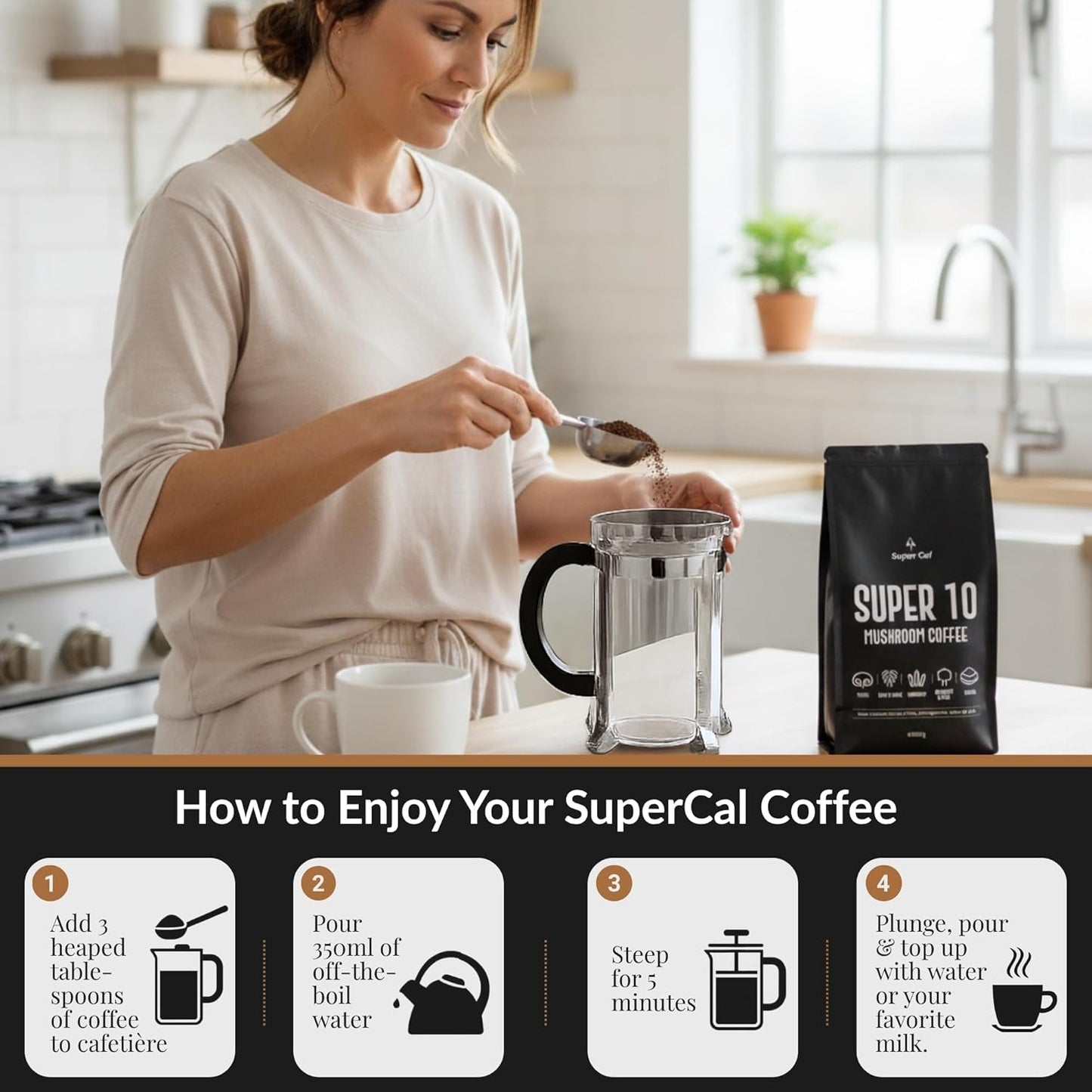 Super Cal Mushroom Coffee Ground with Lion’s Mane – 600g