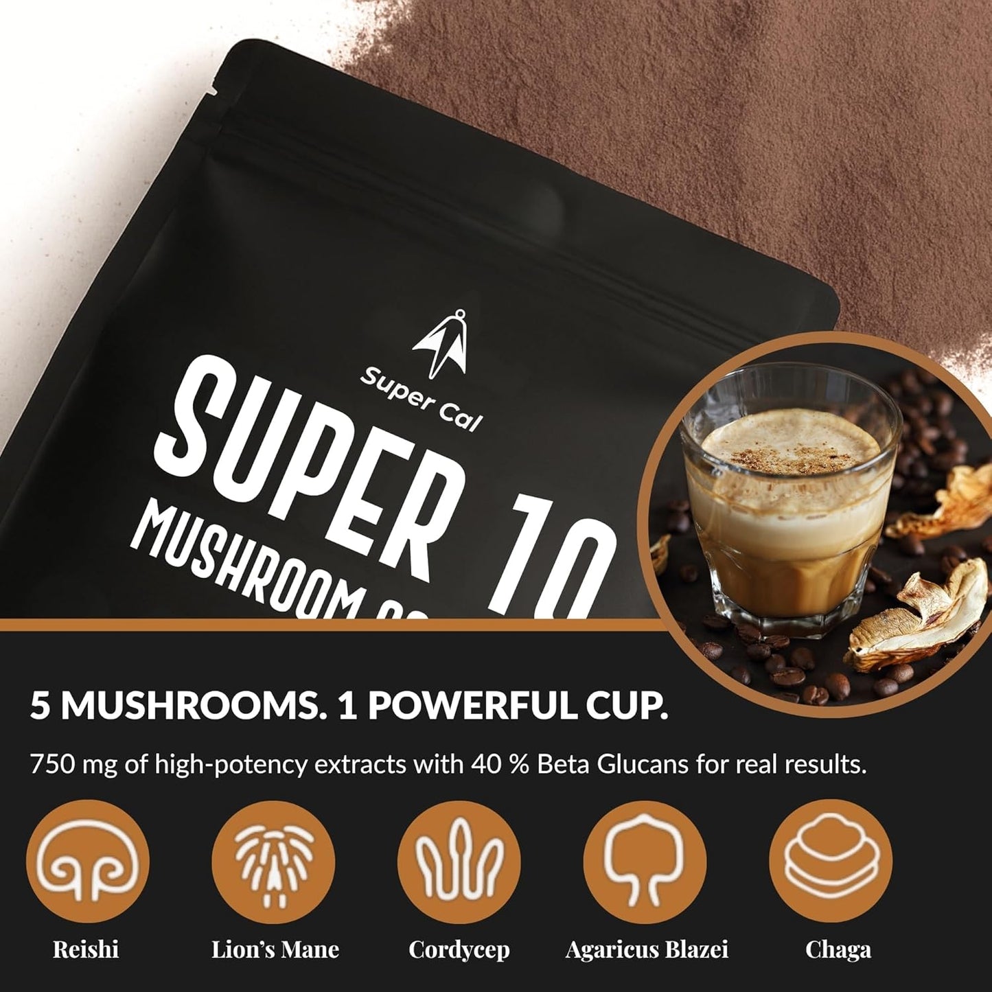 Super Cal Mushroom Coffee Ground with Lion’s Mane – 600g