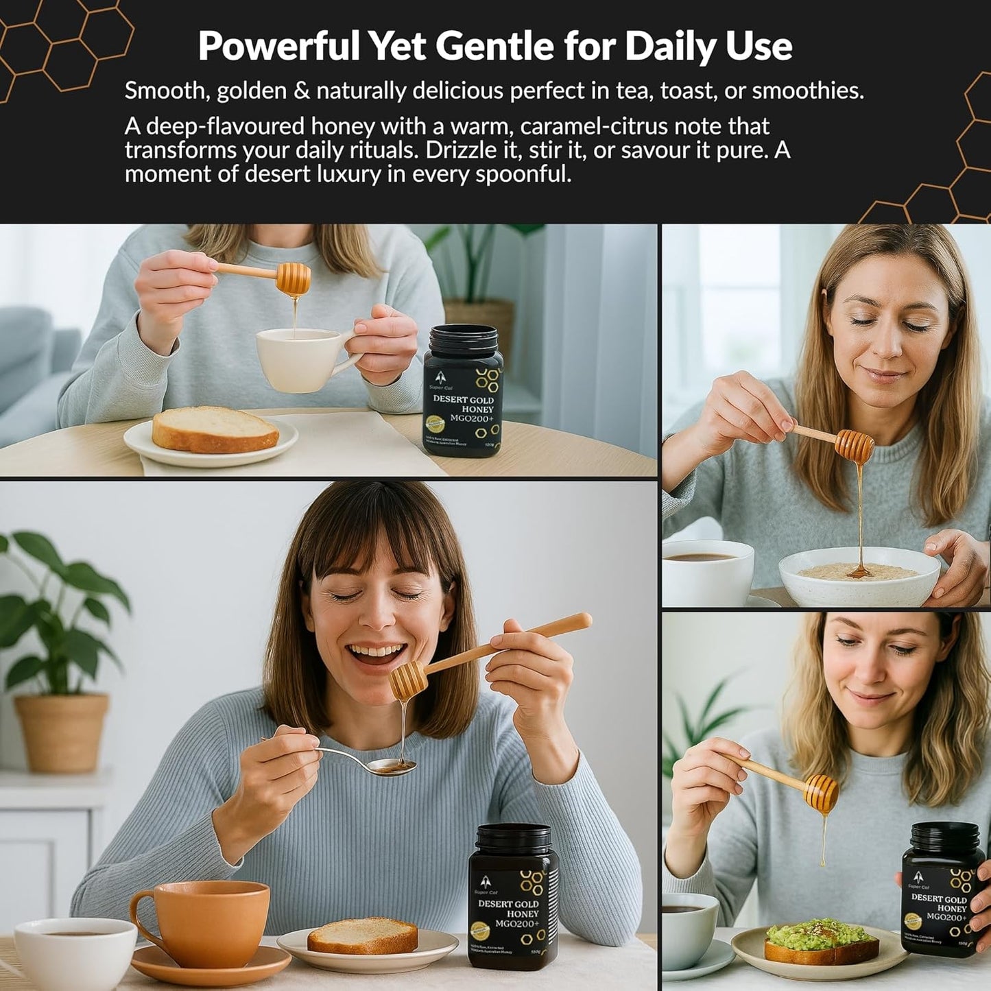 Super Cal Desert Gold Raw Honey MGO 200+ – Premium Western Australian Honey – Cold Pressed & Unpasteurised – 500g