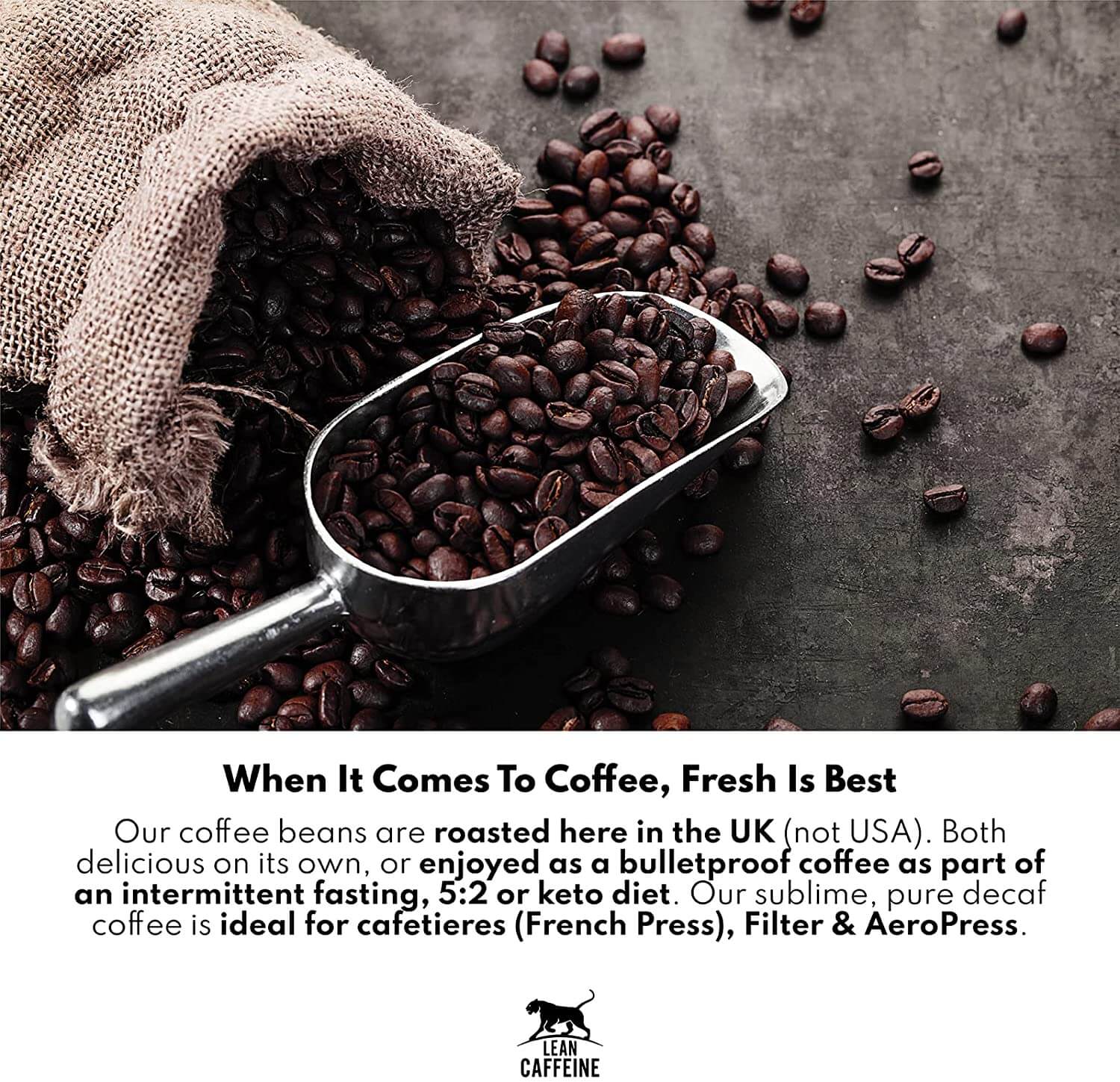 Lean Caffeine Bulletproof Decaf Ground Coffee Fresh